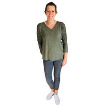 Load image into Gallery viewer, Ladies Khaki V-neck Jumper (A126)