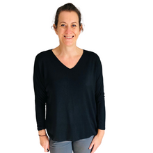 Load image into Gallery viewer, Ladies Black V-neck Jumper (A126)