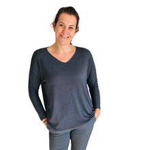 Load image into Gallery viewer, Ladies dark grey V-neck Jumper (A126)