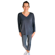 Load image into Gallery viewer, Ladies dark grey V-neck Jumper (A126)