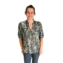 Load image into Gallery viewer, Ladies Khaki dandelion print shirt (A127)
