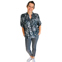 Load image into Gallery viewer, Ladies Dark Grey dandelion print shirt (A127)