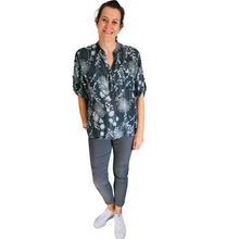 Load image into Gallery viewer, Ladies Dark Grey dandelion print shirt (A127)