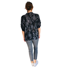 Load image into Gallery viewer, Ladies Black dandelion print shirt (A127)
