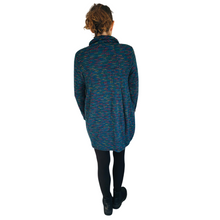 Load image into Gallery viewer, Ladies Long Teal multi coloured spotty Cowl Neck Jumper (A124)