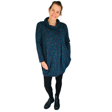 Load image into Gallery viewer, Ladies Long Teal multi coloured spotty Cowl Neck Jumper (A124)