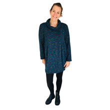 Load image into Gallery viewer, Ladies Long Teal multi coloured spotty Cowl Neck Jumper (A124)
