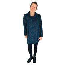 Load image into Gallery viewer, Ladies Long Teal multi coloured spotty Cowl Neck Jumper (A124)