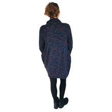 Load image into Gallery viewer, Ladies Long Navy Blue multi coloured spotty Cowl Neck Jumper (A124)
