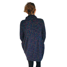 Load image into Gallery viewer, Ladies Long Navy Blue multi coloured spotty Cowl Neck Jumper (A124)