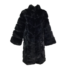 Load image into Gallery viewer, Black textured Faux Fur long sleeve Coat.