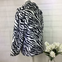 Load image into Gallery viewer, Black/white Zebra textured Faux Fur long sleeve Coat.
