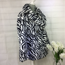 Load image into Gallery viewer, Black/white Zebra textured Faux Fur long sleeve Coat.