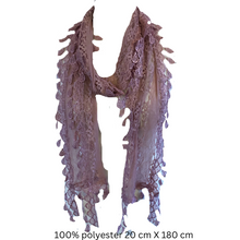 Load image into Gallery viewer, Ladies Long Thin Leaf Lace Scarf,8 colours please click. Great for Presents/Gifts