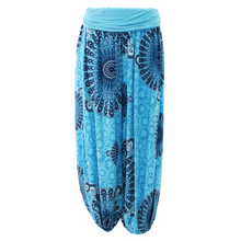 Load image into Gallery viewer, Turquoise Mandala Print harem Trousers for women (142)