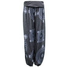 Load image into Gallery viewer, Dark Grey Mandala Print harem Trousers for women (142)