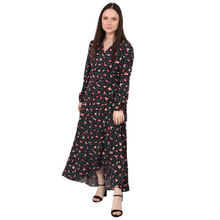 Load image into Gallery viewer, Green Pink Large Leopard Wrap Dress with cap sleeves and pockets. (A142)