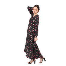 Load image into Gallery viewer, Green Pink Large Leopard Wrap Dress with cap sleeves and pockets. (A142)