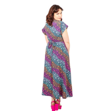 Load image into Gallery viewer, Star Wave Print Wrap Dress with cap sleeves and pockets.  (A146)
