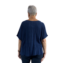 Load image into Gallery viewer, Navy Plain Crinkle cotton top for women. (A147)