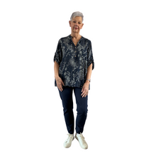Load image into Gallery viewer, Ladies Navy dandelion print shirt (A127)

