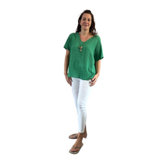 Load image into Gallery viewer, Green Plain Crinkle cotton top for women. (A147)