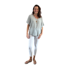 Load image into Gallery viewer, Light grey Plain Crinkle cotton top for women. (A147)
