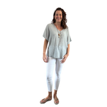 Load image into Gallery viewer, Light grey Plain Crinkle cotton top for women. (A147)
