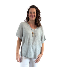 Load image into Gallery viewer, Light grey Plain Crinkle cotton top for women. (A147)