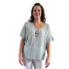 Load image into Gallery viewer, Light grey Plain Crinkle cotton top for women. (A147)