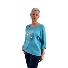 Load image into Gallery viewer, Turquoise with Heart firework T shirt for owmen (A108)