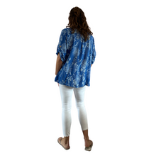 Load image into Gallery viewer, Ladies Royal blue dandelion print shirt (A127)
