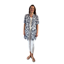 Load image into Gallery viewer, White/navy shirt/dress with Floral design for women (A150)