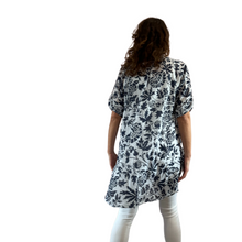 Load image into Gallery viewer, White/navy shirt/dress with Floral design for women (A150)