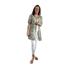 Load image into Gallery viewer, Mocha shirt/dress with Floral design for women (A150)
