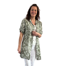 Load image into Gallery viewer, Mocha shirt/dress with Floral design for women (A150)