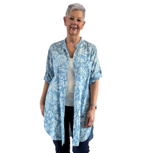 Load image into Gallery viewer, Denim blue shirt/dress with Floral design for women (A150)