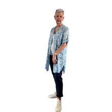 Load image into Gallery viewer, Denim blue shirt/dress with Floral design for women (A150)