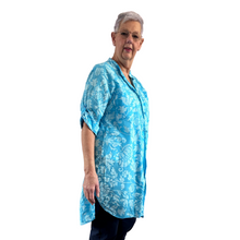 Load image into Gallery viewer, Turquoise shirt/dress with Floral design for women (A150)