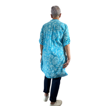 Load image into Gallery viewer, Turquoise shirt/dress with Floral design for women (A150)
