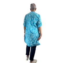 Load image into Gallery viewer, Turquoise shirt/dress with Floral design for women (A150)