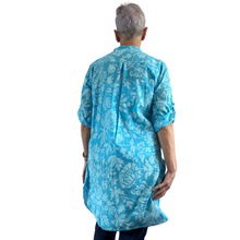 Load image into Gallery viewer, Turquoise shirt/dress with Floral design for women (A150)