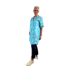 Load image into Gallery viewer, Turquoise shirt/dress with Floral design for women (A150)