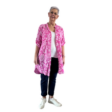 Load image into Gallery viewer, Fuchsia pink shirt/dress with Floral design for women (A150)