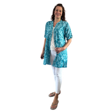 Load image into Gallery viewer, Petrol shirt/dress with Floral design for women (A150)