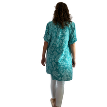 Load image into Gallery viewer, Petrol shirt/dress with Floral design for women (A150)