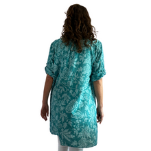 Load image into Gallery viewer, Petrol shirt/dress with Floral design for women (A150)