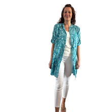 Load image into Gallery viewer, Petrol shirt/dress with Floral design for women (A150)