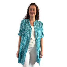 Load image into Gallery viewer, Petrol shirt/dress with Floral design for women (A150)