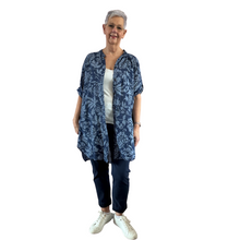 Load image into Gallery viewer, Navy blue shirt/dress with Floral design for women (A150)